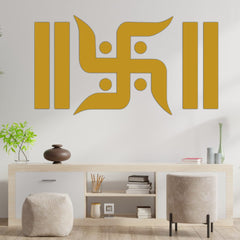 Beautiful 3D Wall Art Wall Decor Swastik 3D Acrylic Peel and Stick Self Adhesive Acrylic Wall Art for Living Room Wall Decor | Giftings (24 by 12 Inches)