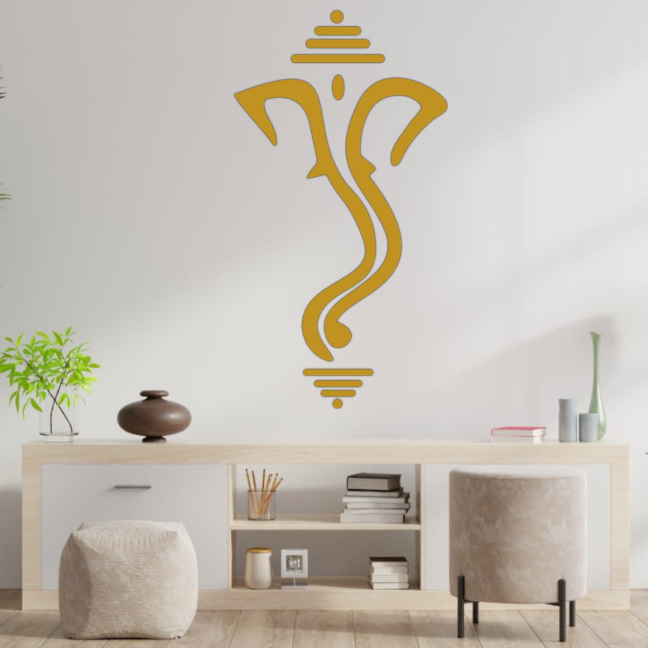 3D Lord Ganesha Wall Art for Living Room (24 by 18 Inches)