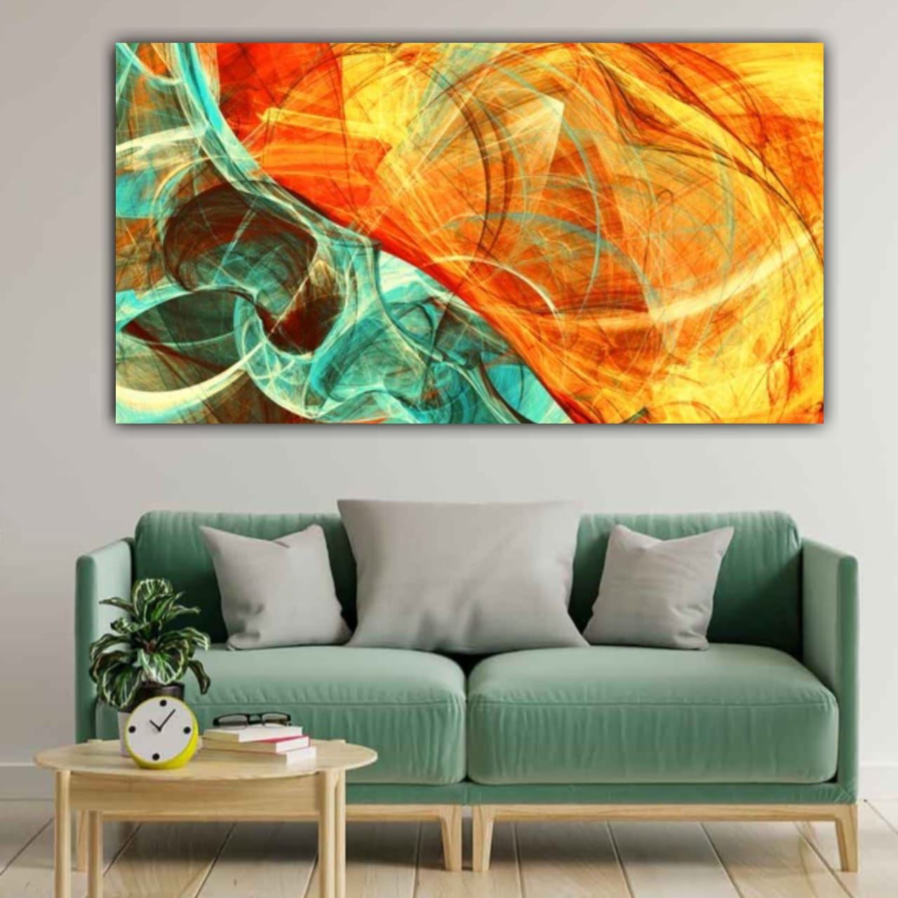 Abstract Canvas Painting with Frame for Wall Decoration