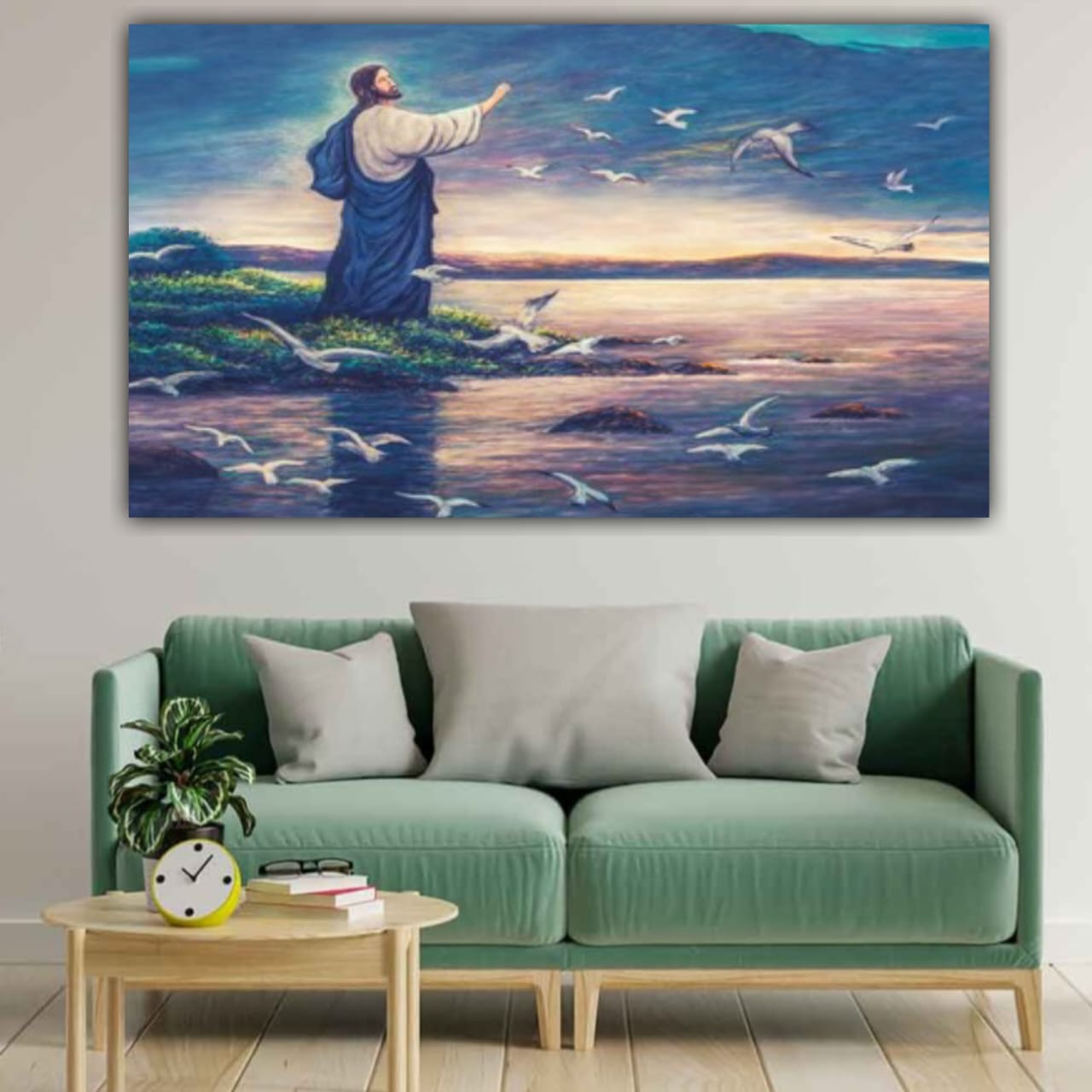 Beautiful Jesus Painting Canvas Wall Frame | Jesus Christ Painting Near A River Bank