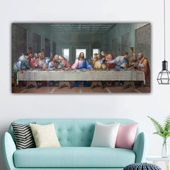 Jesus Painting Canvas Wall Frame | Last Supper of Jesus Christ with Disciples Painting