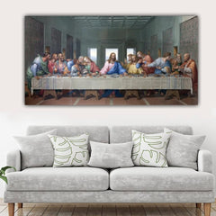 Jesus Painting Canvas Wall Frame | Last Supper of Jesus Christ with Disciples Painting