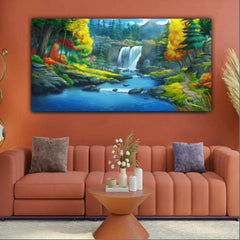 Canvas Painting with Frame for Wall Decoration RiverFront Landscape 