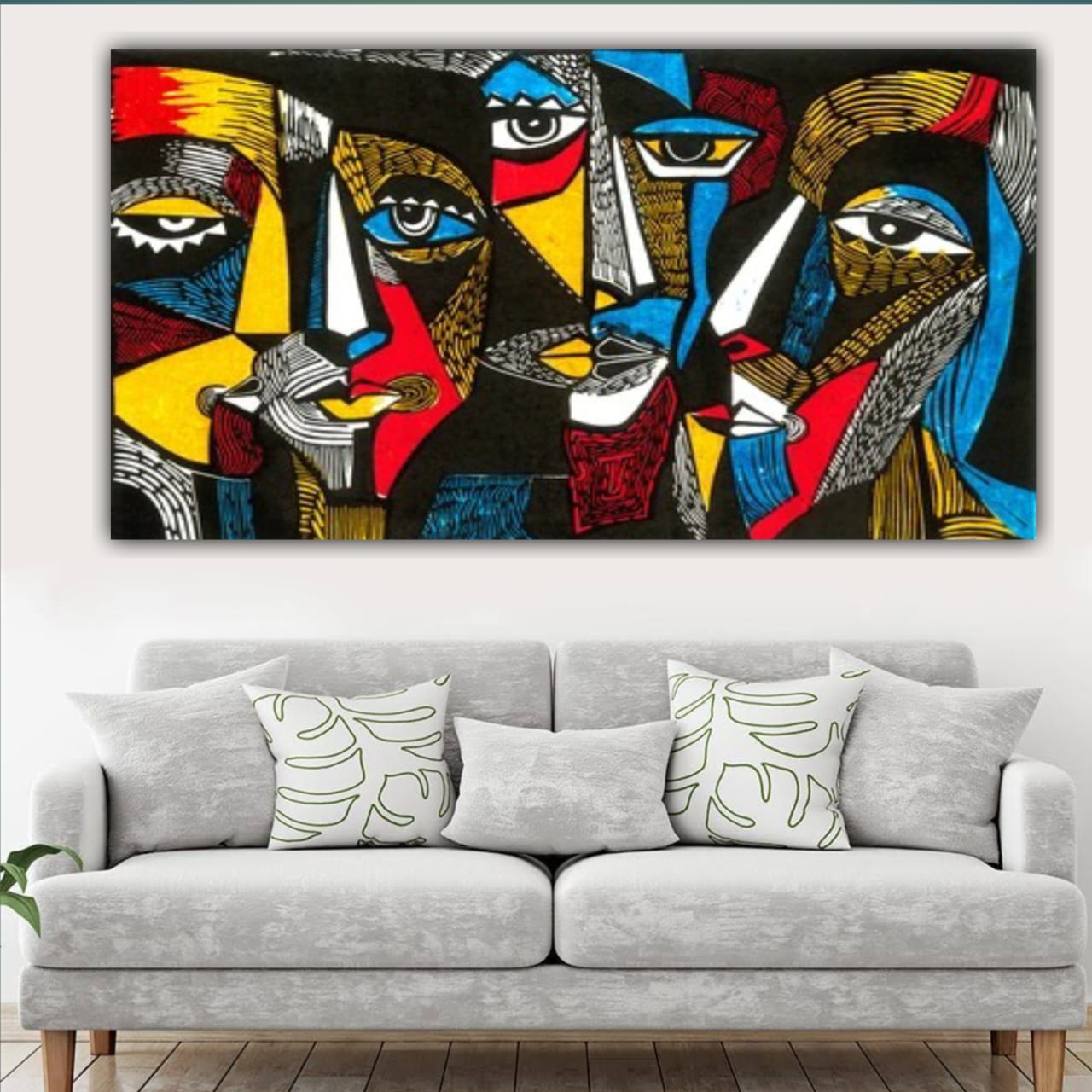 Different Shades of Face Canvas Painting Wall Frame