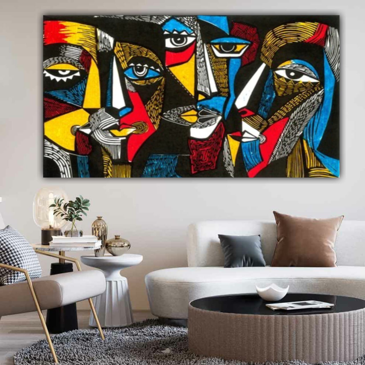 Different Shades of Face Canvas Painting Wall Frame