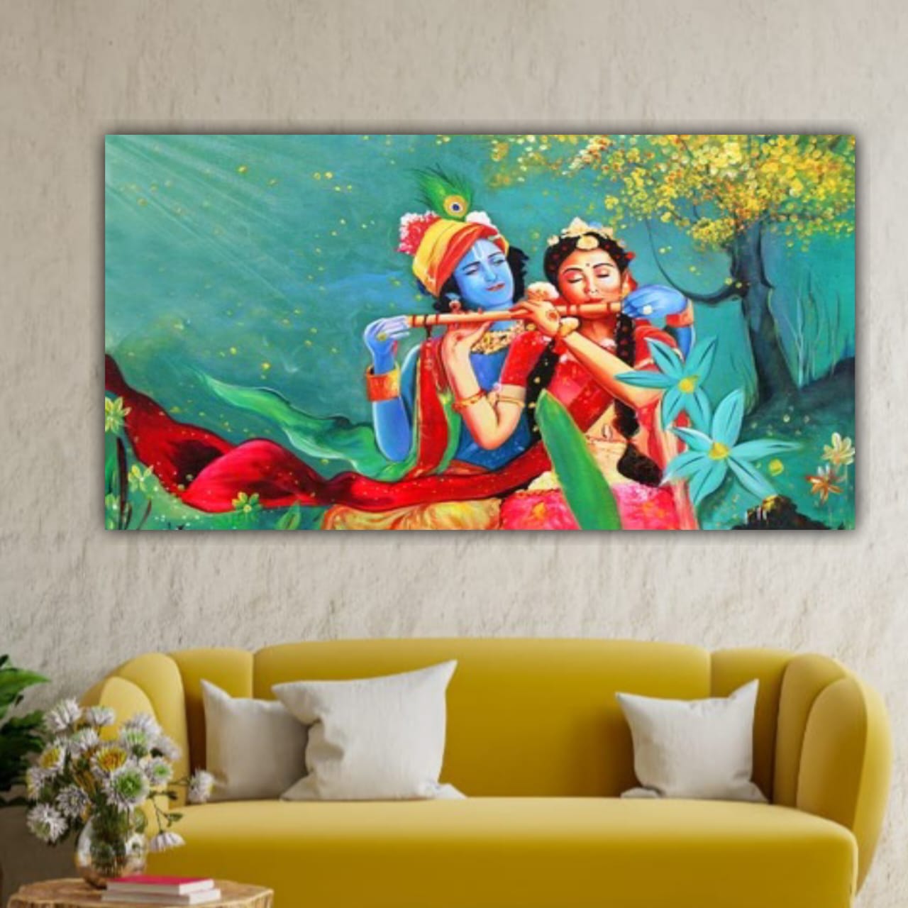 Beautiful Radha Krishna Painting Frame | Canvas Painting| Madhubani Painting | Radha Krishna Painting 
