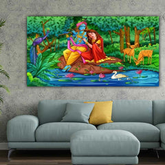 Beautiful Radha Krishna Wall Painting Frame | Madhubani Painting | Radha Krishna Painting | Big Large Size Painting | Wall Decors.