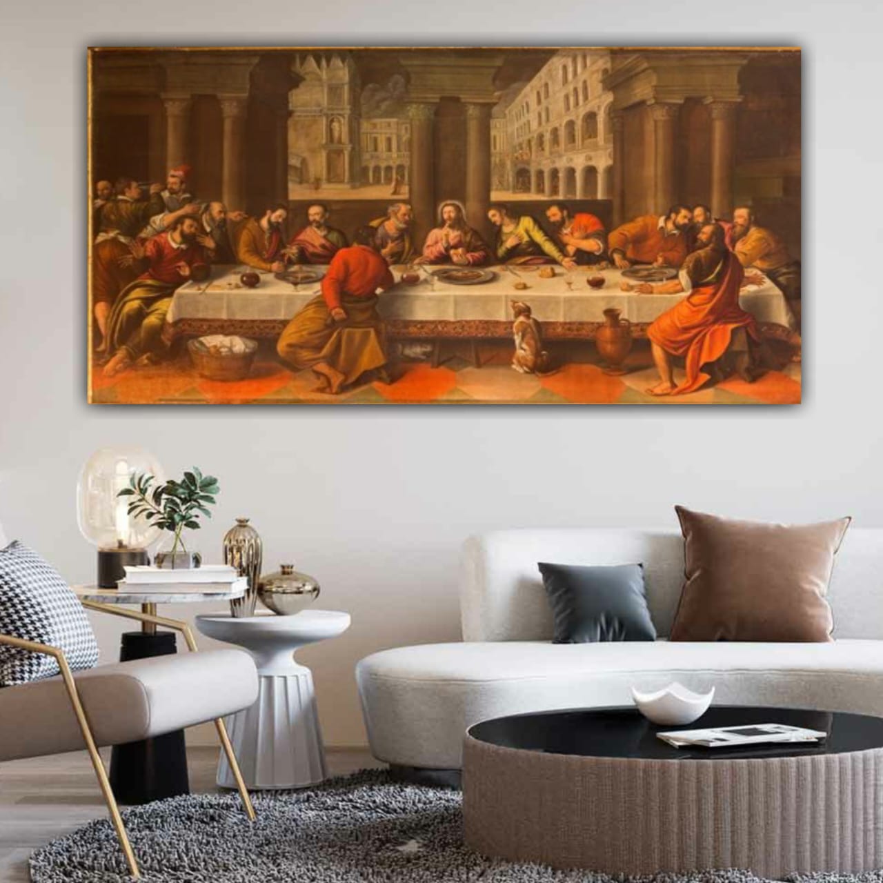 The Last Supper of Jesus Ancient Canvas Painting wall Frame 