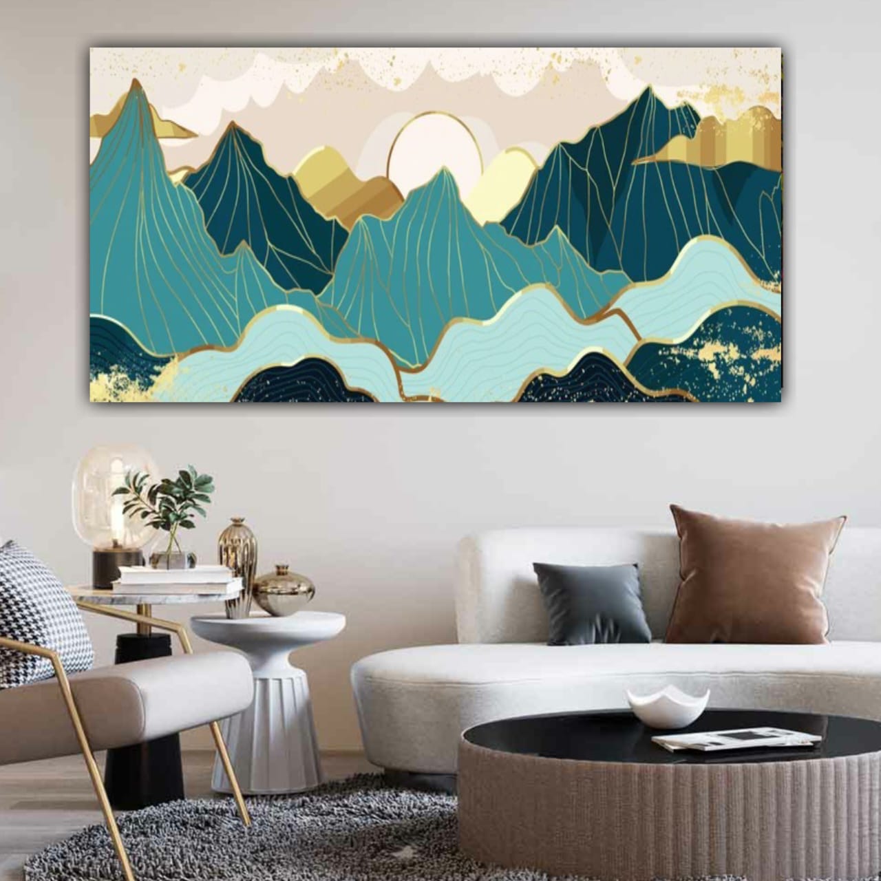 3D Canvas Painting Mountain Range Wall Frame for Living Room Wall Decoration