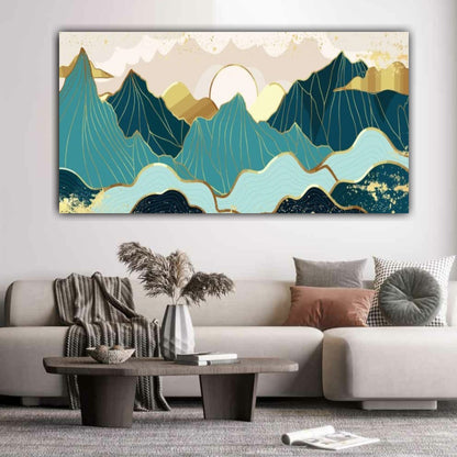 3D Canvas Painting Mountain Range Wall Frame for Living Room Wall Decoration