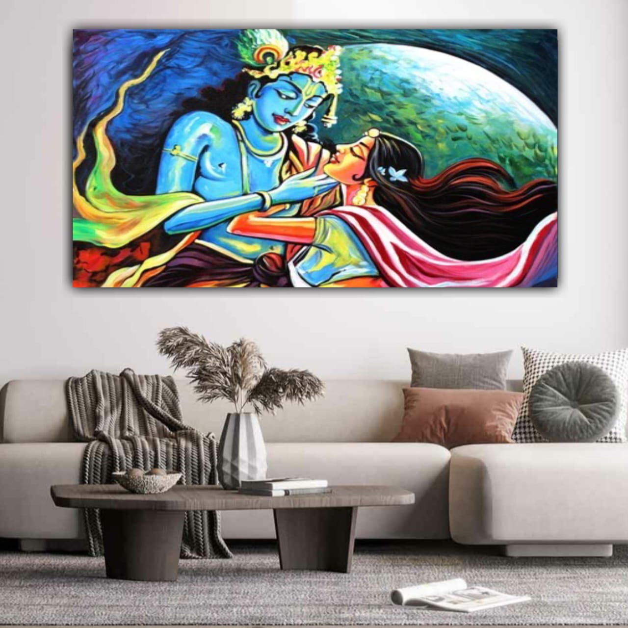 Radha Krishna Wall Painting Frame-Wall Decors for Living Room