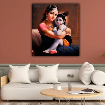 Beautiful Lord Krishna with Yasodha Mata Wall Painting Frame