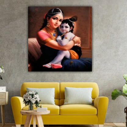 Beautiful Lord Krishna with Yasodha Mata Wall Painting Frame