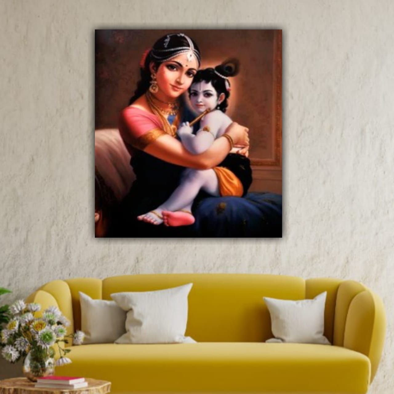 Beautiful Lord Krishna with Yasodha Mata Wall Painting Frame