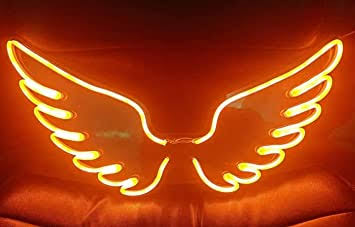 Beautiful Neon Light Sign Wings Feather | LED Neon Lights | (36 by 36 Inches)