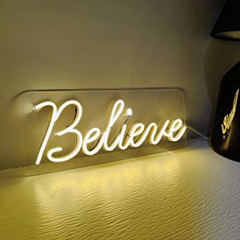 Beautiful Neon Light Sign Believe Word | Custom Neon Sign | LED Neon Lights | Customized LED Neon Lights Name | Neons 