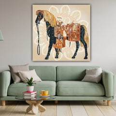 Abstract Canvas Horse Painting Wall Frame for Living Room Wall Decoration