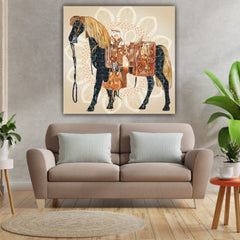 Abstract Canvas Horse Painting Wall Frame for Living Room Wall Decoration