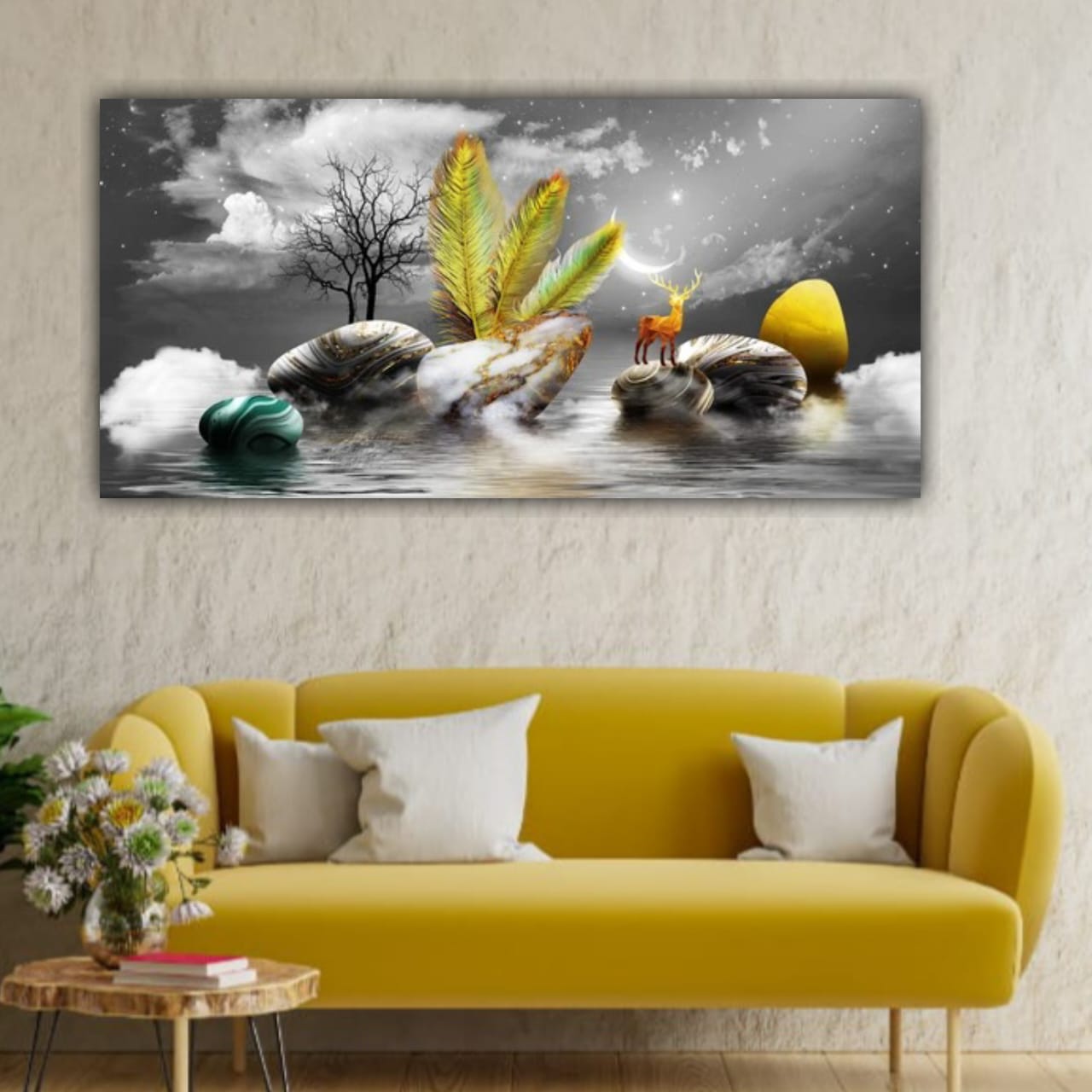 3D Canvas Painting Landscape Mountains Wall Frame for Living Room Wall Decoration