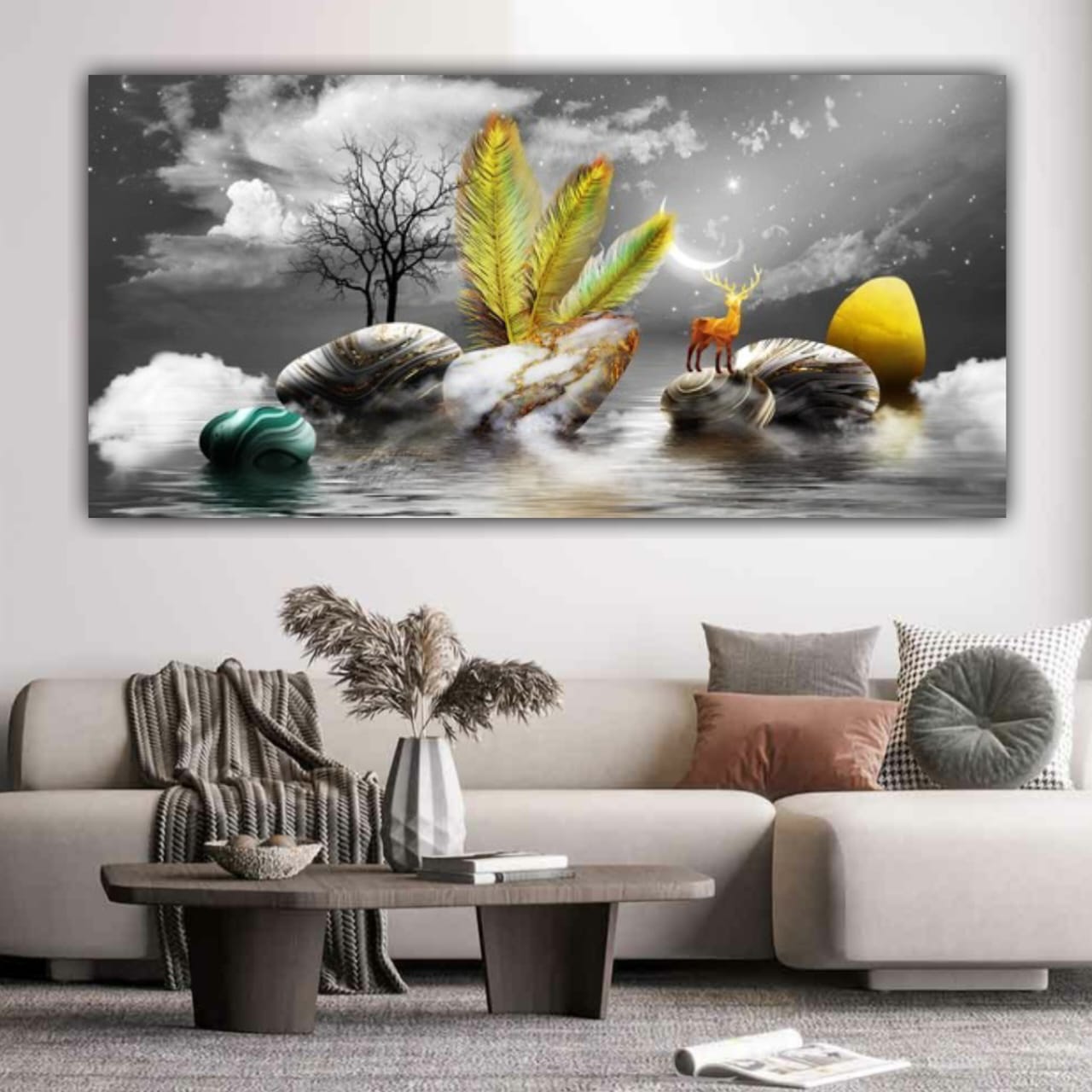 Beautiful Canvas Painting 3D Impression Wall Frame for Living Room Wall Decoration