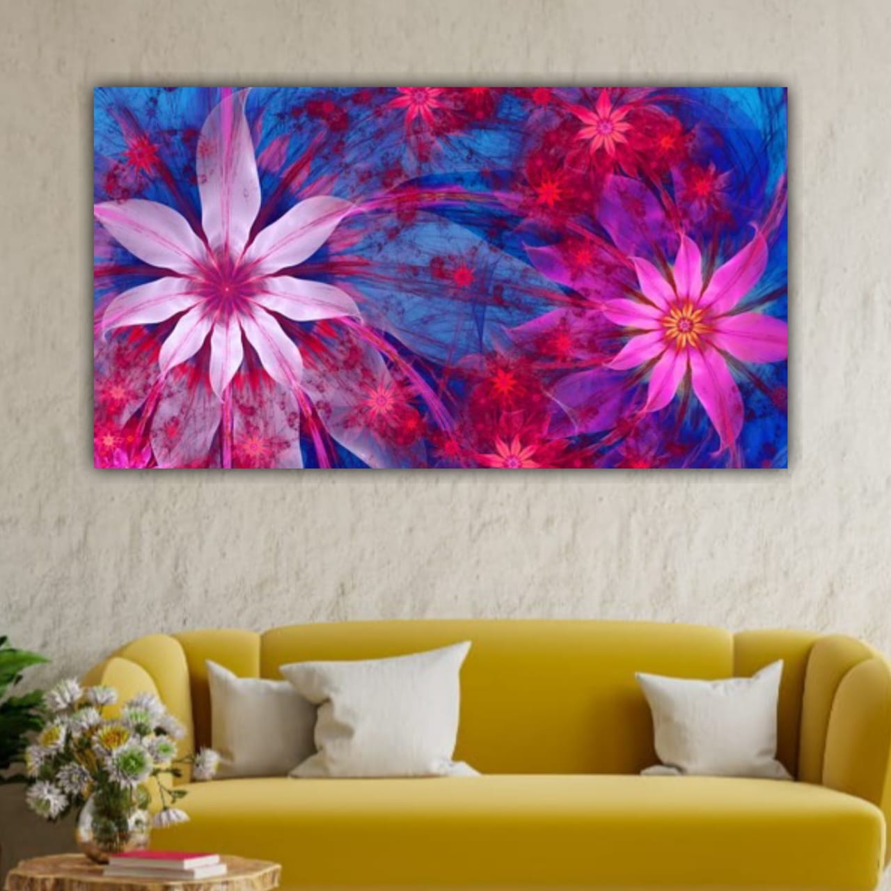 Abstract Canvas Painting Flower Wall Art Frame for Living Room Wall Decoration