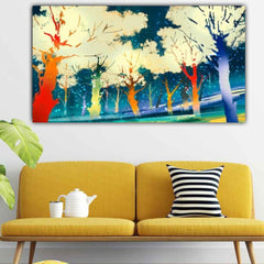 Abstract Canvas Painting Colourful Trees Frame for Wall Decoration | Big Size Large Painting | Canvas Painting