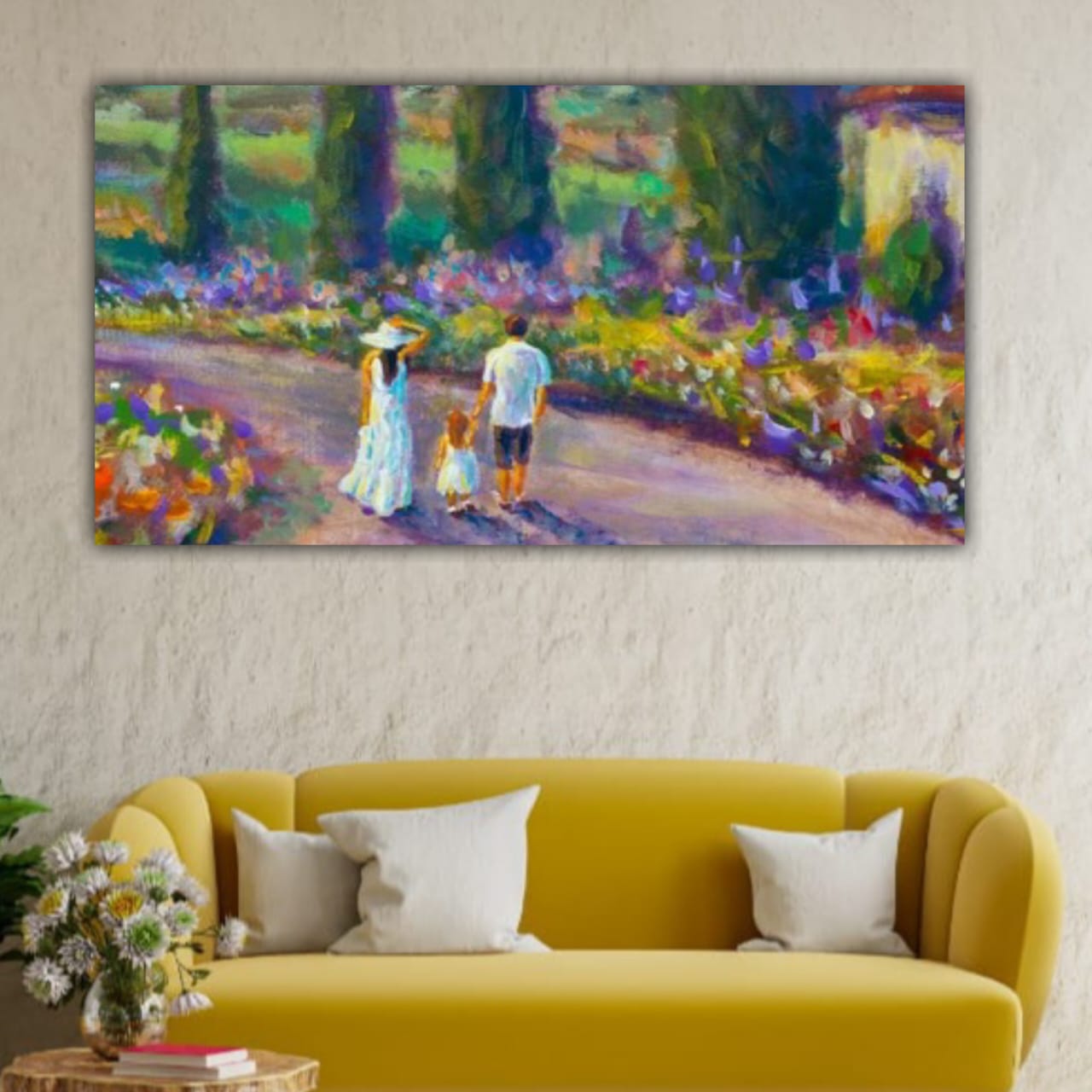 Canvas Painting with Frame for Wall Decoration Flower Garden Landscape