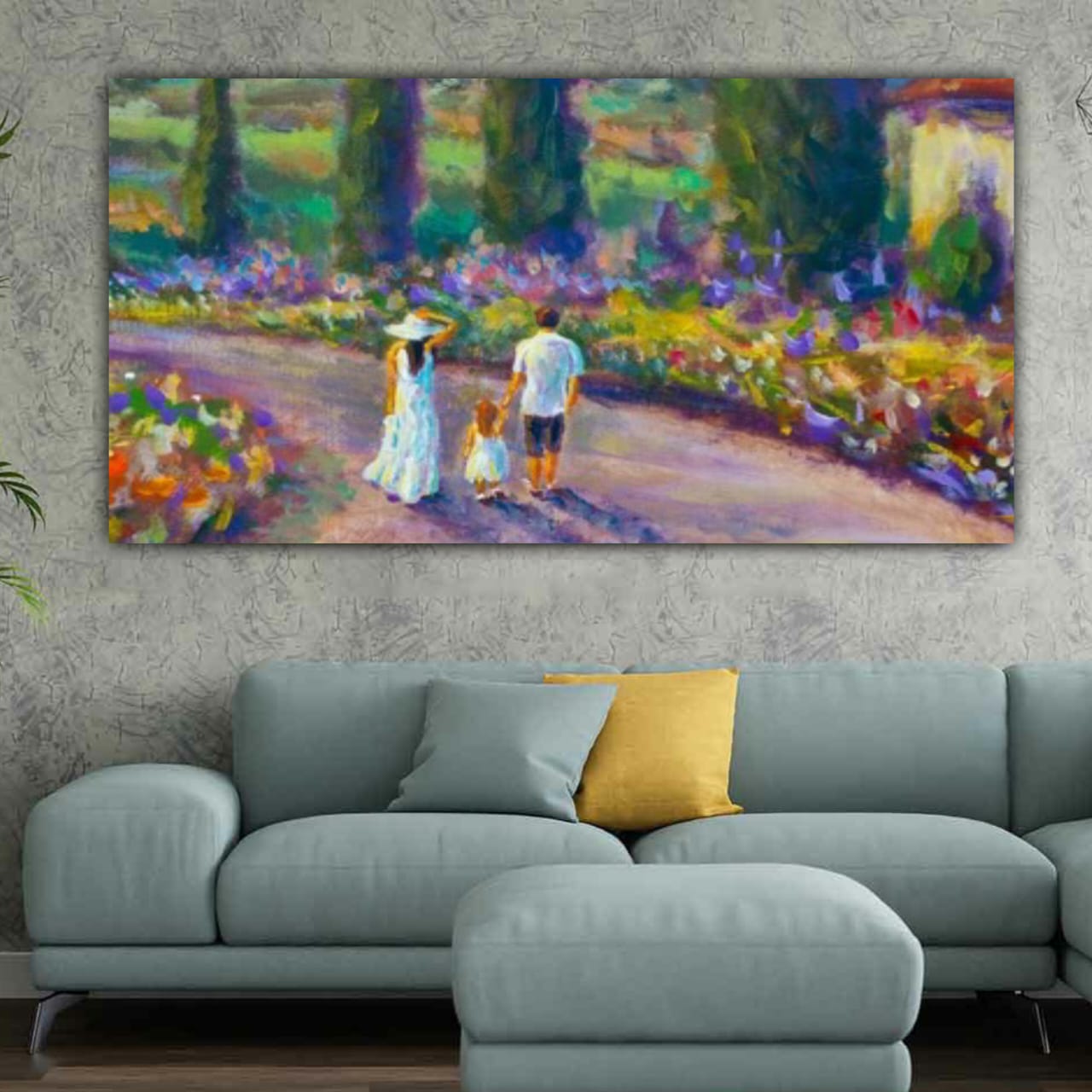 Canvas Painting with Frame for Wall Decoration Flower Garden Landscape