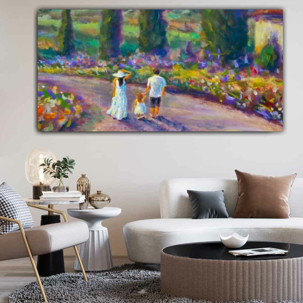 Canvas Painting with Frame for Wall Decoration Flower Garden Landscape