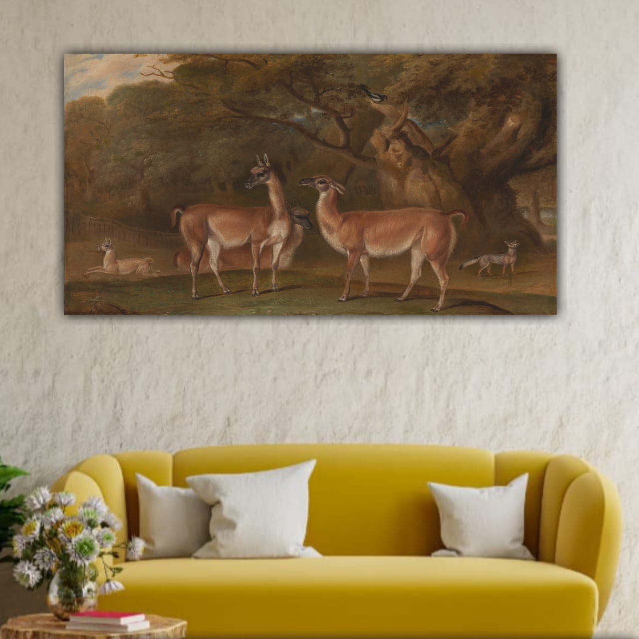 Beautiful Canvas Painting with Frame for Wall Decoration A Deer Couple