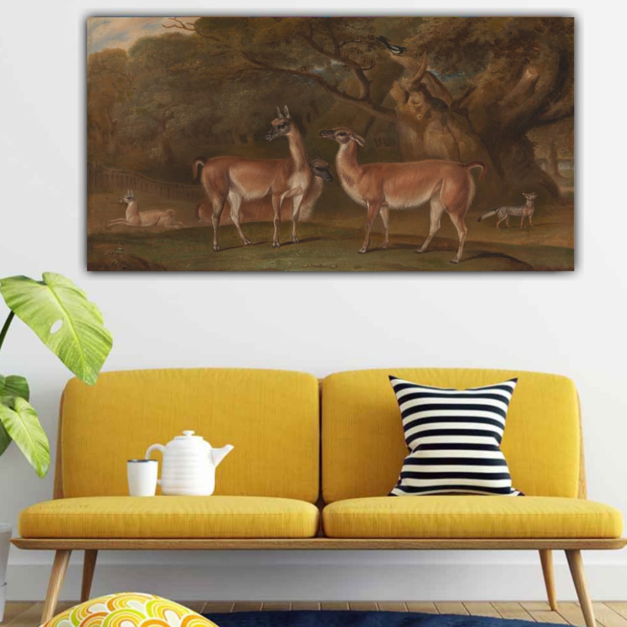 Beautiful Canvas Painting with Frame for Wall Decoration A Deer Couple