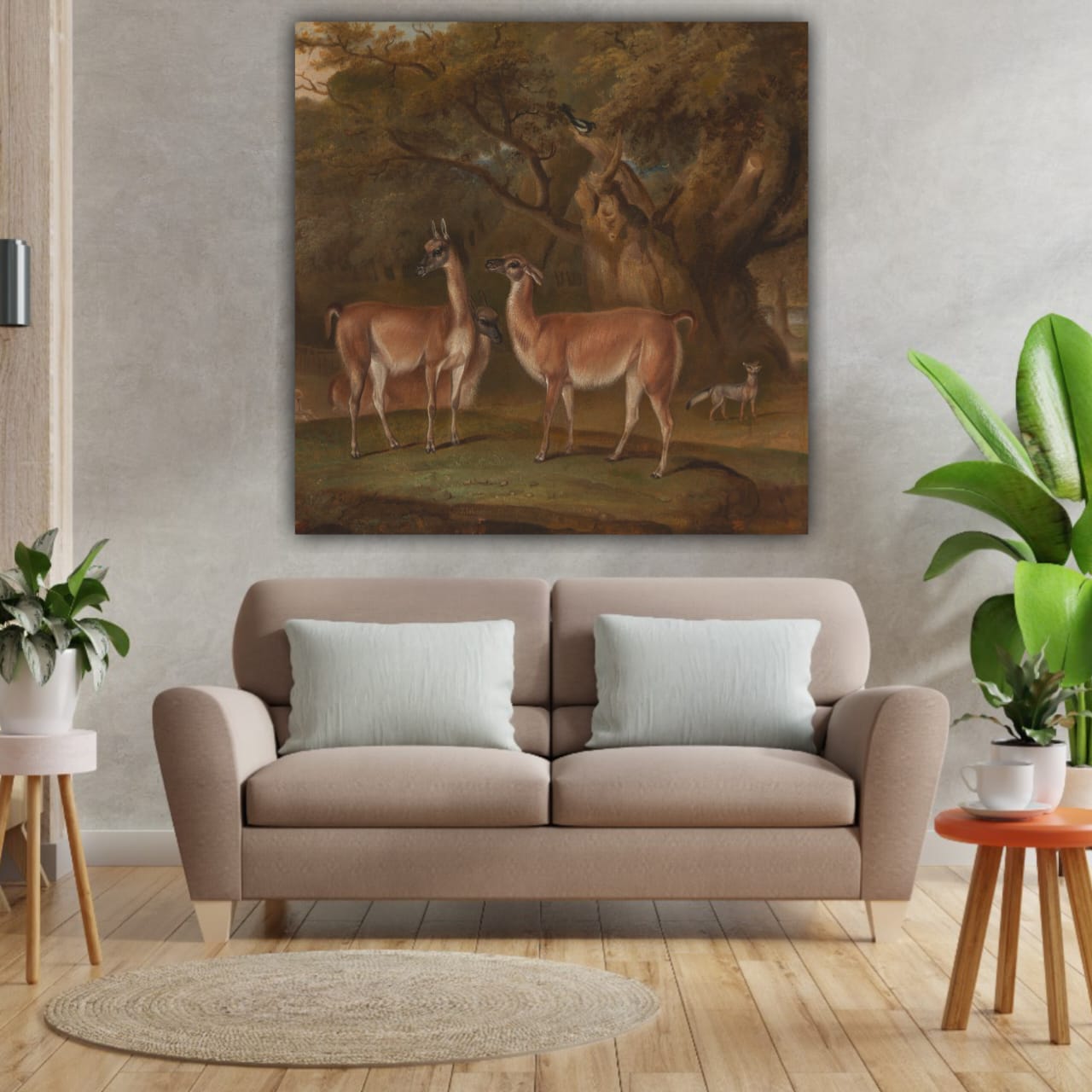 Beautiful Canvas Painting with Frame for Wall Decoration A Deer Couple