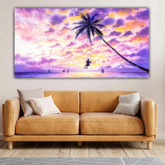 Beautiful Canvas Painting with Frame for Wall Decoration Landscape Colourful Sky