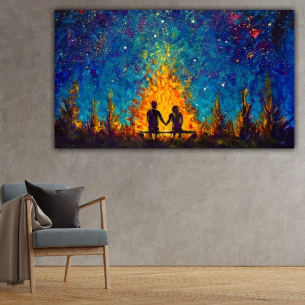 Beautiful Canvas Painting with Frame for Wall Decoration Couples Together