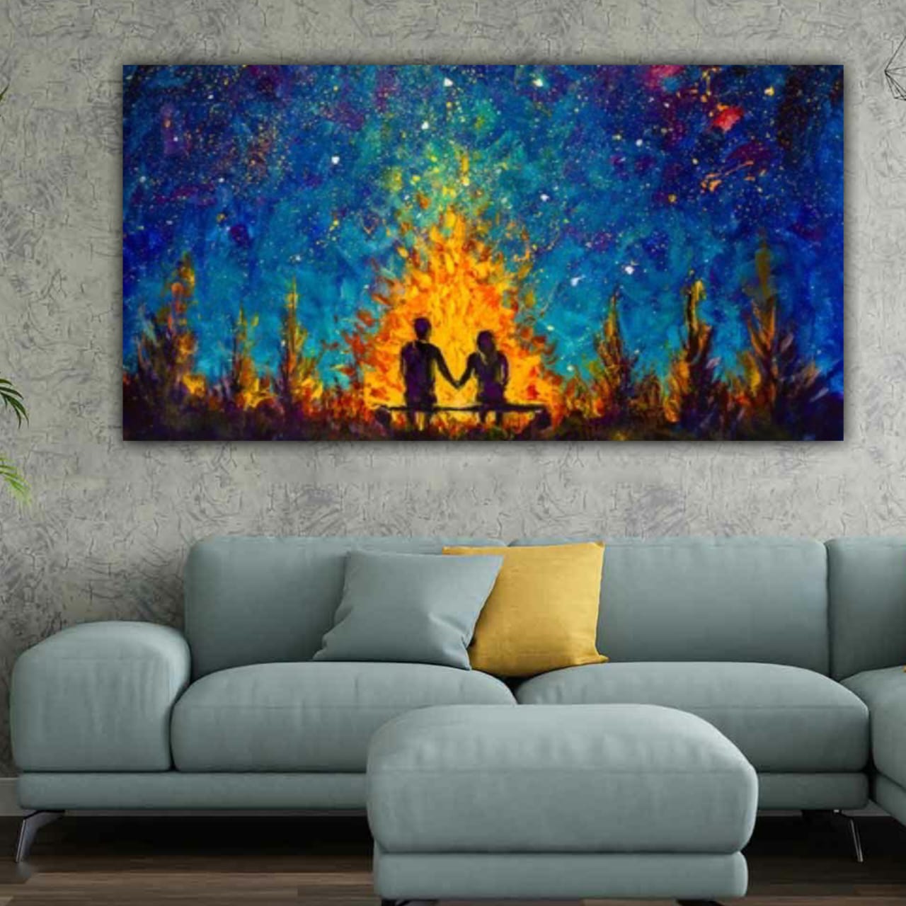 Beautiful Canvas Painting with Frame for Wall Decoration Couples Together