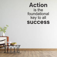 Beautiful 3D Motivational Quote Black Acrylic Wall Art Wall Decor, Action is a Foundational Key | Office Wall Decor | 3D Motivational Quotes Wall Decor | 3D  Letters (24 by 24 Inches)
