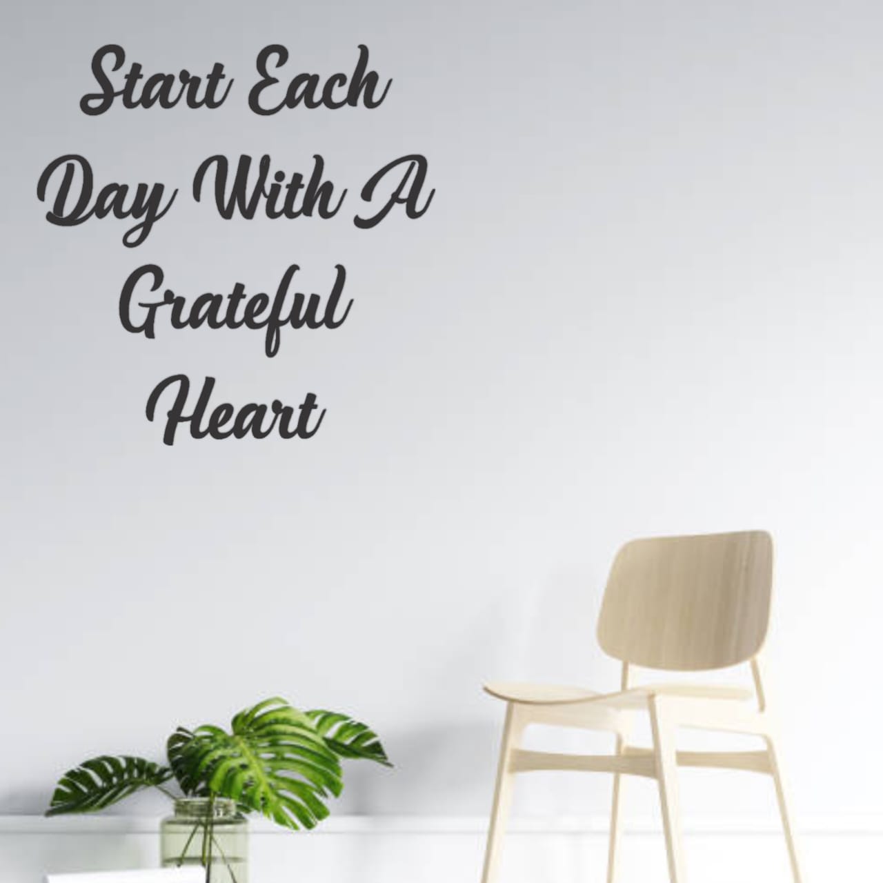 Start Each day With 3D Quote Black Wall Decor (24x24 In)