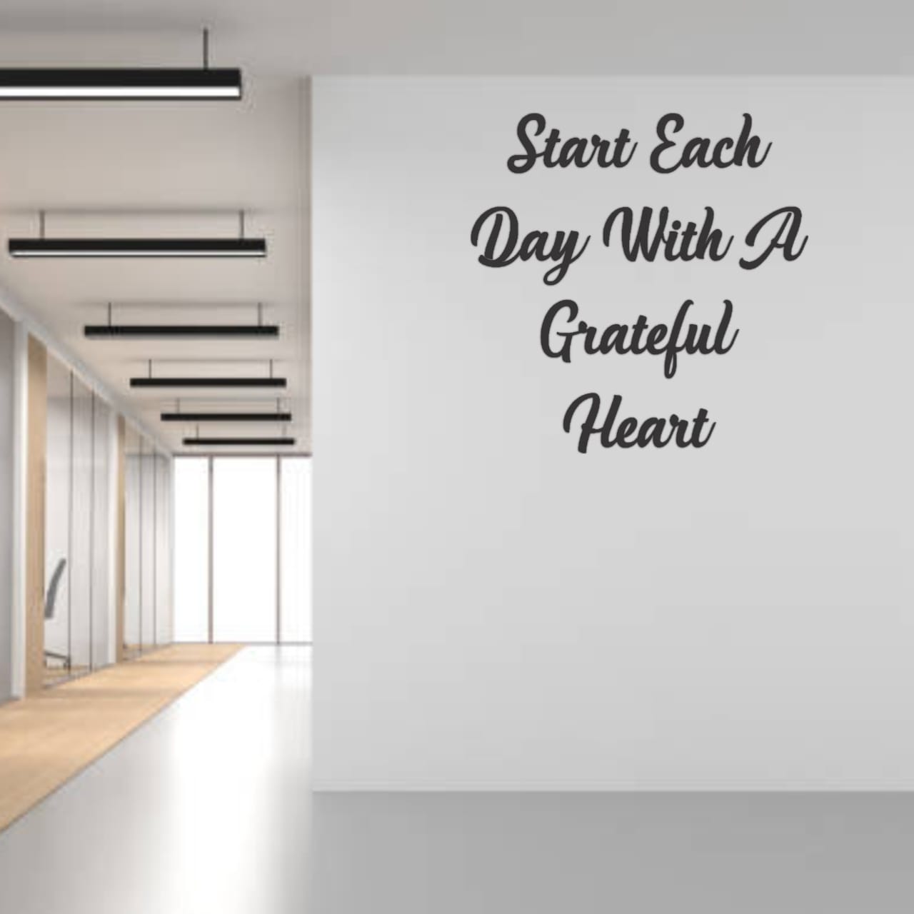 Start Each day With 3D Quote Black Wall Decor (24x24 In)