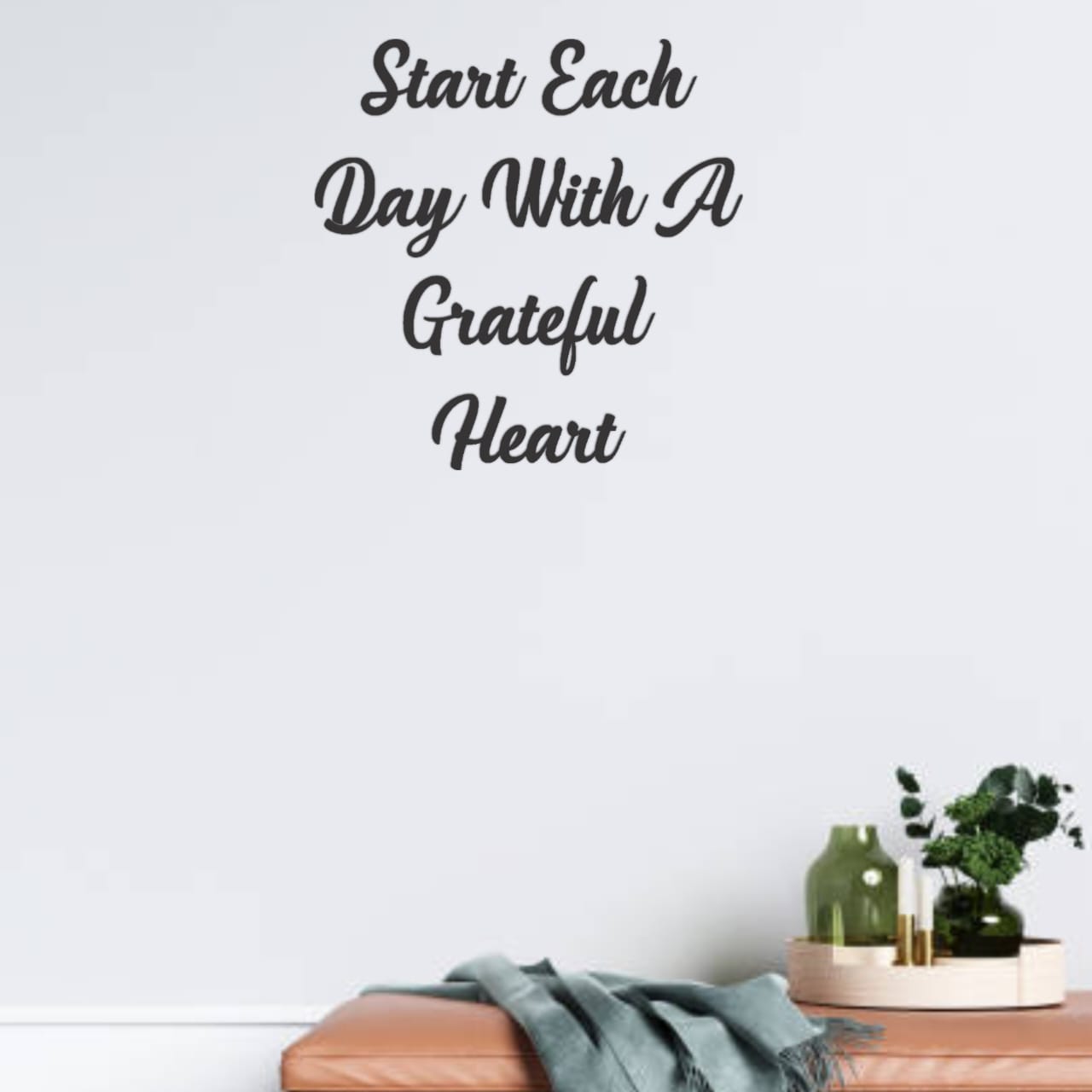 Start Each day With 3D Quote Black Wall Decor (24x24 In)