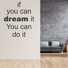Beautiful 3D Motivational Quote Black Acrylic Wall Art Wall Decor, If You Can Dream it You Can Do It | Office Wall Decor | 3D Motivational Quotes Wall Decor | 3D Letters (24 by 24 Inches)