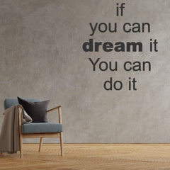 Beautiful 3D Motivational Quote Black Acrylic Wall Art Wall Decor, If You Can Dream it You Can Do It | Office Wall Decor | 3D Motivational Quotes Wall Decor | 3D Letters (24 by 24 Inches)