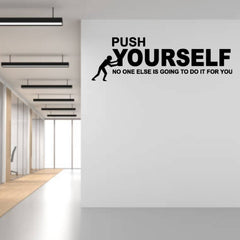 Beautiful 3D Motivational Quote Black Acrylic Wall Art Wall Decor, Push Yourself | Office Wall Decor | 3D Motivational Quotes Wall Decor | 3D Letters (36 by 24 Inches)