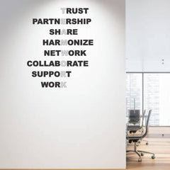 Teamwork 3D Quote Black Acrylic Wall Decor (24x24 In)
