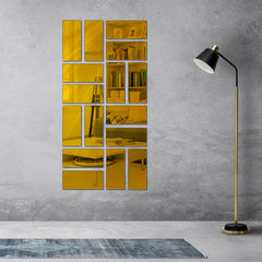 Beautiful 3D Wall Mirror Sticker Self Adhesive Decorative for Living Room Wall Decor, Office Wall Decors, bathroom Decoratives | 3D Golden Acrylic Mirror Sticker