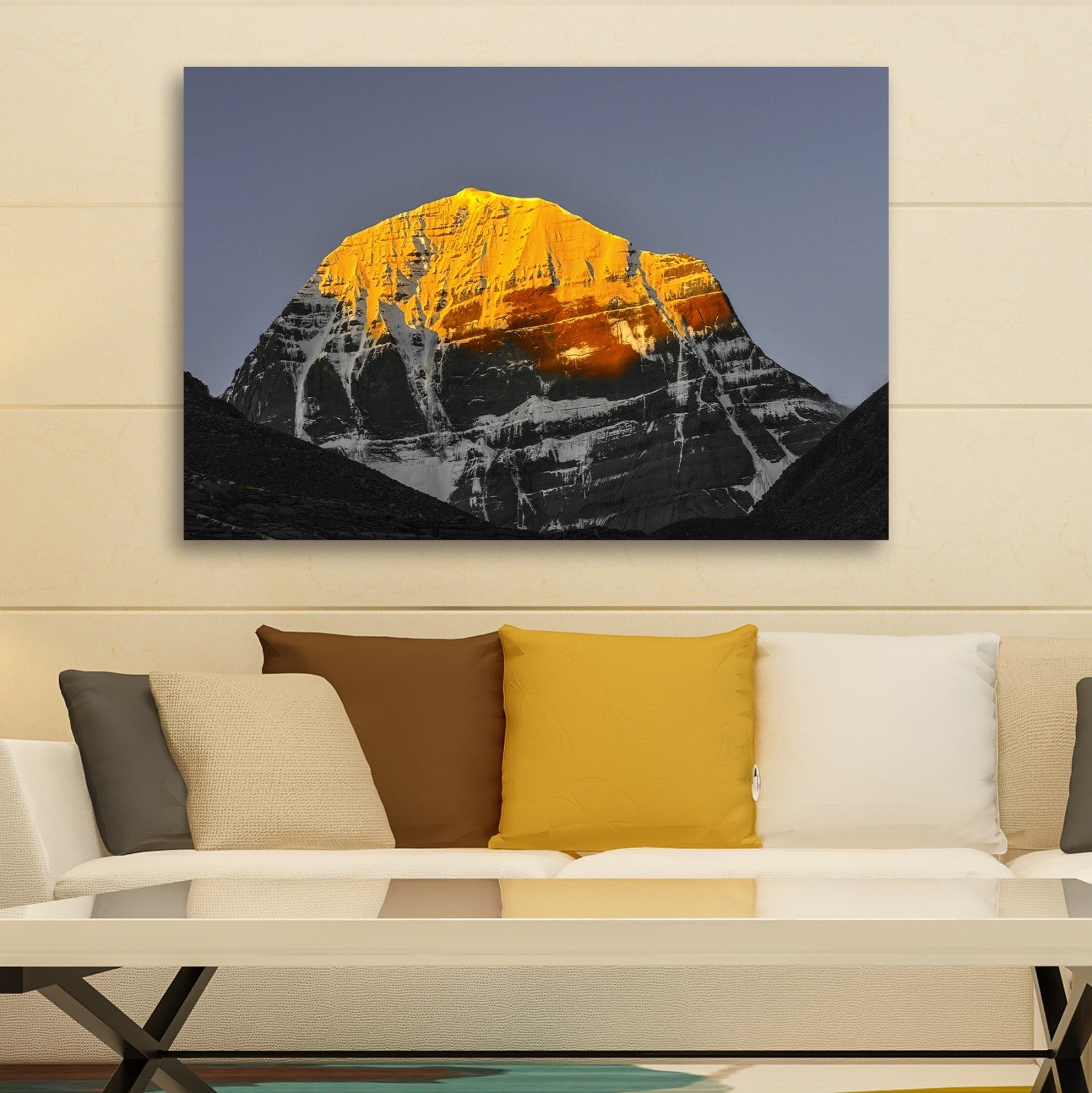 Beautiful Canvas Painting Kailash Parbat Frame for Wall Decoration