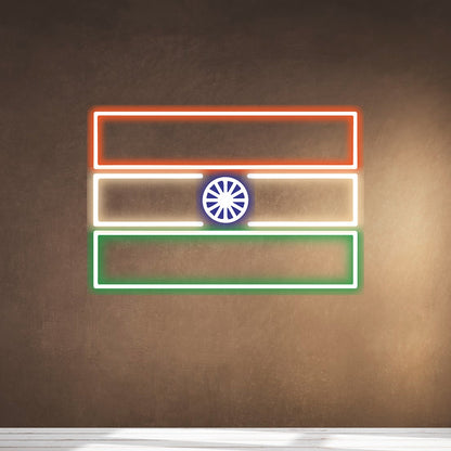 Beautiful Led Neon Light Sign Indian Flag Wall Decor | (20 by 20 Inches)