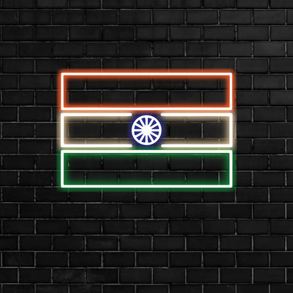 Beautiful Led Neon Light Sign Indian Flag Wall Decor | (20 by 20 Inches)