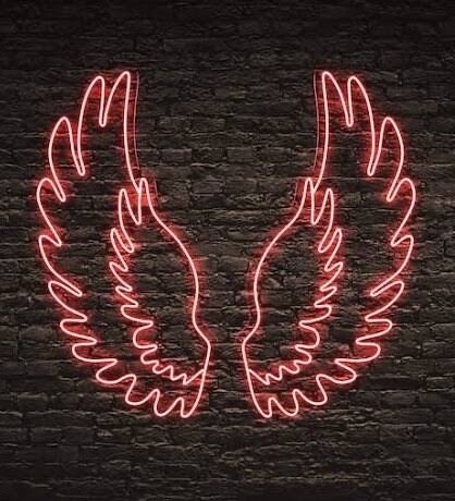 Wings Neon Light Sign Feathers Decors | Custom Neon Sign | (40 by 40 Inches)
