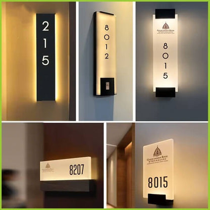 Premium LED Acrylic Hotel Room Number Sign with Illuminated Wayfinding Display Board