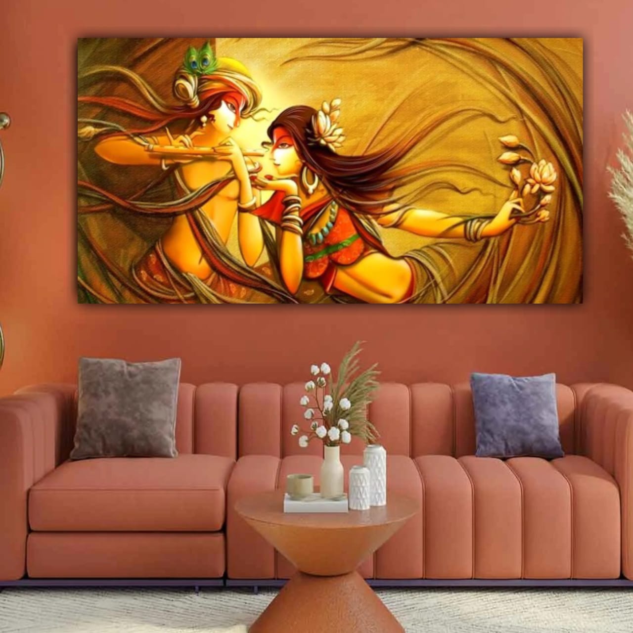 Radha Krishna Canvas Painting for Living Room Decor